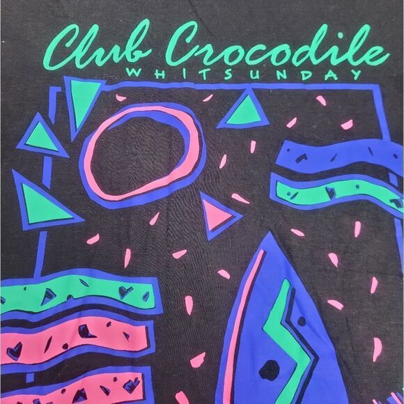 VINTAGE 90s t-shirt neon Club Crocodile Whitsunday Australia black unisex tee XL - Picture 4 of 8